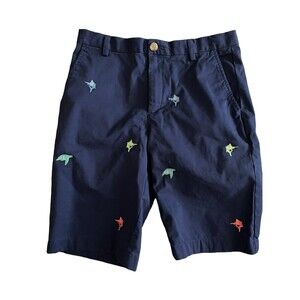 Vineyard Vines Boys‎ Navy Blue Khaki Shorts Size 16 Adjustable Waist Turtles